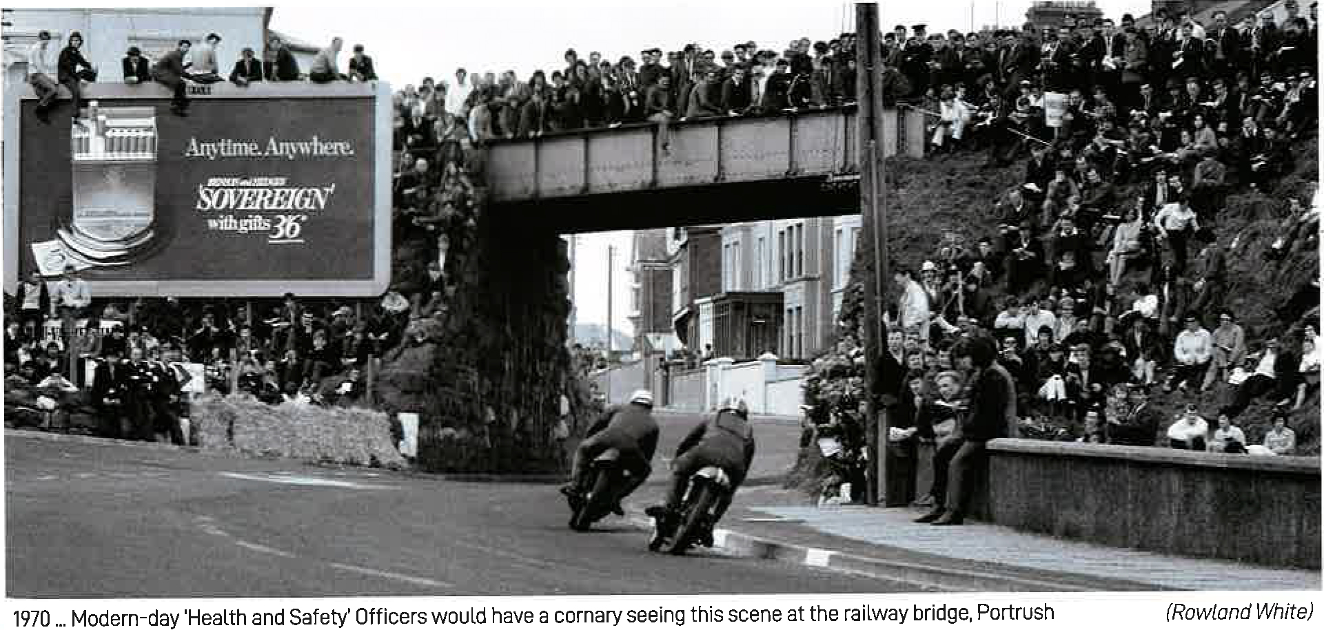 70's nw200 race going underneath the railway bridge